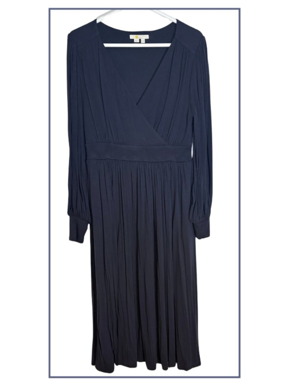 Boden Long Sleeve Pleated Jersey Midi Dress | Navy | US 8R